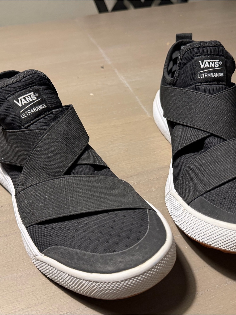 Vans UltraRange Slip-On Sneakers - Black with White Sole
